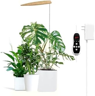 yadoker Plant Grow Light, LED Growing Light Full Spectrum for Indoor Plants,Bamboo Leaf Design,Height Adjustable, Automatic Timer, 5V Low Safe Voltage,Idea for Large Plant Light