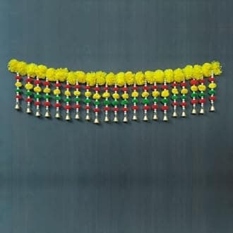 Handmade Door Hanging Yellow Orange Merigold Flower Door Bandarwal Toran (MG-04) - Diwali Ganpati Pooja New Year Inauguration Wedding Festival Home Decor (40 Inch X 8 Inch)