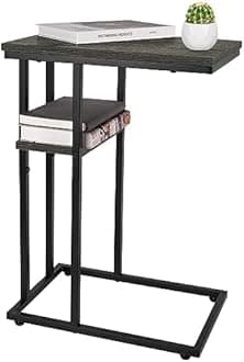 YoobureC Shaped End Table, Side Table for Couch and Bed, Small Side Table for Small Spaces, Living Room, Bedroom, Rustic Snack Table