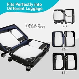 Compression Packing Cubes, Gonex Extensible Storage Mesh Bags Organizers, D: 4 Pcs Black, 2L+2M