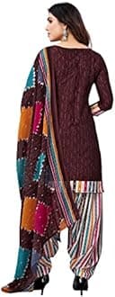 Readymade Indian Punjabi Style Crepe Patiala Salwar Suit with Dupatta for Women