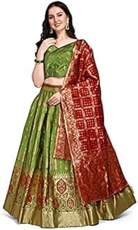 PURVAJA Women's Jacquard Semi-Stitched Lehenga choli