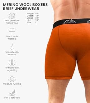 Merino.tech Merino Wool Underwear Men - 100% Merino Wool Boxers for Men