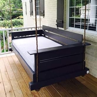 Solid Wood 2 Seater Rope Swing Chair | Wooden Hammock Swing Sofa with Rope & Complete Accessories for Living Room, Indoor, Outdoor, Balcony & Garden | House Big Swings Jhula | Wenge Black