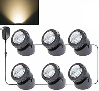 Pond Lights, Submersible LED Fountain Light, Warm White Yard Spot Lights Waterproof Outdoor Spotlights for Yard Landscape Water Pond Fountain Waterfall, 6 Lights