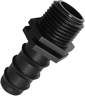 Lakesstory 3/4 Inch PVC Barbed Hose Connector - Sch 40, 3/4 Inch MNPT Male Pipe Thread, Black, 1 Piece, 2.5 Inch Length
