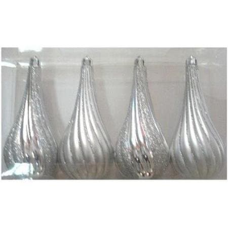 Silver 4 Pack Tear Drop Ornament, 4"
