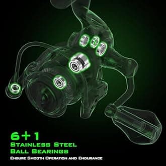 KastKing Zephyr Spinning Reel Green Size 500,Light to 5.6oz, 6+1BB Smooth Powerful Fishing Reel, Fresh&Saltwater Fishing Reel, Oversized Stainless Steel Main Shaft