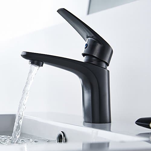 TRYWELL T304 Solid Stainless Steel Single Handle One Hole Modern Bathroom Sink Faucet, Black Brushed Steel