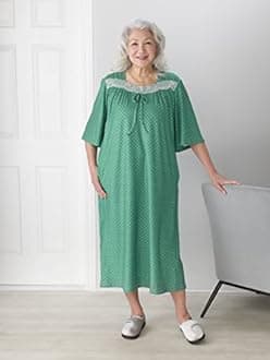 Silverts Open-Back Hospital Gowns for Women – Comfortable, Easy Dressing for Seniors & Patients - Milk Silk Lace 2/3 Sleeve