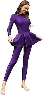 FYMNSI Womens Muslim Swimsuits Reversible Modest Swimwear Full Coverage Rash Guard One Piece Burkini Islamic Bathing Suits