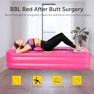 New Upgraded BBL Bed with Hole, Inflatable BBL Bed After Surgery, Brazilian Butt Lift Surgery Recovery Mattress with Carrying Bag & Air Pump,Waterproof Plant Velvet Touch Sleep-Pink (17.71 * 14.17In)