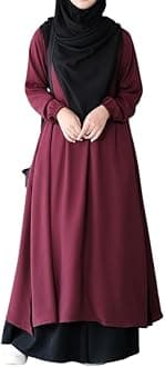 Two Pieces Abaya Dress with Elasticated Sleeves made with Nida Matte Fabric - Knee length Burqa for Women and Girls