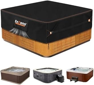 Enzeno Outdoor SPA Hot Tub Cover Waterproof Square 73 x 62 inch fit 72 x 61 or 71 x 60 or 70 x 59 420D Heavy Duty Cub Hot Tub Lid Protectors Protective Cover Cap