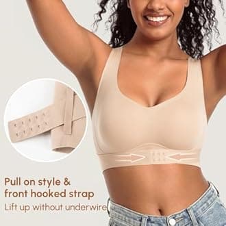 Starmiss Posture Bra for Women Wireless Push Up Bralette Full Coverage Back Support Brasieres