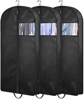 KIMBORA 43" Suit Bag with 4" Gussetes Garment Bags 3 Packs, Black