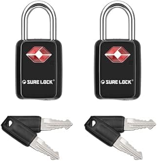 Mini TSA Approved Keyed Luggage Lock – One Key Opens All, Fits Tight Zipper Gaps & Small Pull Holes, Compact Travel Lock for Suitcases, Backpacks & Handbags