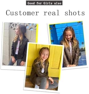 Boys Motorcycle Jacket Faux Leather Jackets for Kids Coats for Costume Party Waterproof