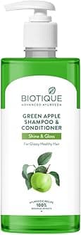 Biotique Green Apple Shine & Gloss Shampoo & Conditioner| Promotes Healthy, Shiny and Glossy Hair | Nourishes Scalp | Makes Hair Soft & Smooth |100% Botanical Extracts| All Skin Types | 500ml