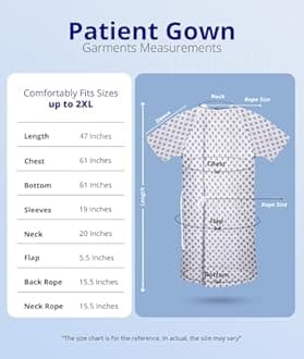 Utopia Care 4 Pack Cotton Blend Unisex Hospital Gown, Back Tie, 45" Long & 61" Wide, Patient Gowns Comfortably Fits Sizes up to 2XL