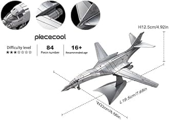 Piececool 3D Metal Puzzles for Adults, Fighter Attack Planes Military Metal Airplane Model Building Kit, Best Gifts for Christmas New Year Days