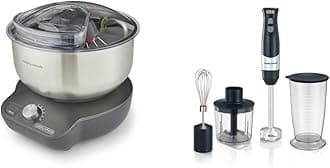 Morphy Richards 400520 MixStar The Easy To Use, Easy To Store, Space Saving Innovative Stand Mixer Stainless Steel & 402061 Total Control Hand Blender, Grey