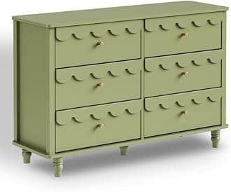 TBIC Elegant Versatile 6 Drawer 43.1" W Laced Dresser (Green)