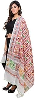 Banjara Women's Cotton Stoles & Dupattas Kutchi Bharchak Free Size, White, One Size