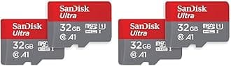 SanDisk Ultra 32 GB microSDHC Memory Card + SD Adapter with A1 App Performance Up to 120 MB/s, Class 10, U1 (Twin Pack) (Pack of 2)