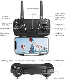 MEGAWISE Foldable Remote Control Drone with Camera HD Wide Angle Lens Optical Flow Positioning with 1800Mah Battery WiFi FPV 4-Axis Camera with Dual Flash Lights (MultiColor)