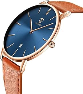 BEN NEVIS Mens Watches, Minimalist Fashion Simple Wrist Watch for Men Analog Date with Leather Strap