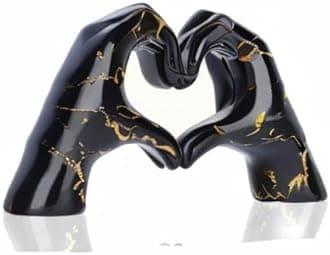 Black and Gold Gesture Statue, Modern Love Statue, Finger Sculpture, Modern Art, Heart Finger Decoration, Wedding, Office, Living Room, Coffee Table, Dining Table, Centerpieces