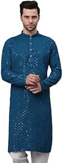 Jompers Men's Chikankari Embroidered and Sequence Kurtas