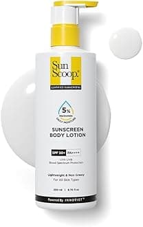 SunScoop 5% Niacinamide Daily Moisture Sunscreen Body Lotion SPF 50+ PA++++ | 24-Hours Moisturization | Reduces Pigmentation | Smoothens the Skin (200ml)