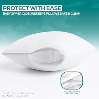 Utopia Bedding 6 Pack Waterproof Pillow Protectors with Zipper King Size (White), Bed Bug and Dust Mite Proof Pillow case Covers, Moisture Wicking Pillow Encasements 20 x 38 Inches
