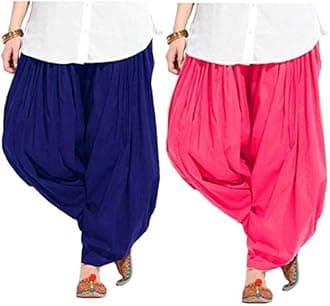 woman's plain cotton patiala salwar combo of 2 (free size) patiala || patiyala || patiala pants || cotton patiala || patiala combo (multicolour)