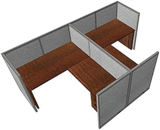 GOF Double 2 Person Workstation Cubicle (11'D x 6'W x 4'H) / Office Partition, Room Divider (60" H Cubicle with Desk, Dark Cherry)