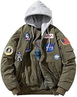 Casual jackets, Men Biker Bomber Jacket, NASA MA-1 Military Flight Jacket Light Air Force Moto Street Coat