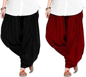 NOBHOB woman's plain cotton patiala salwar combo of 2 (free size) patiala || patiyala || patiala pants || cotton patiala || patiala combo (multicolour)