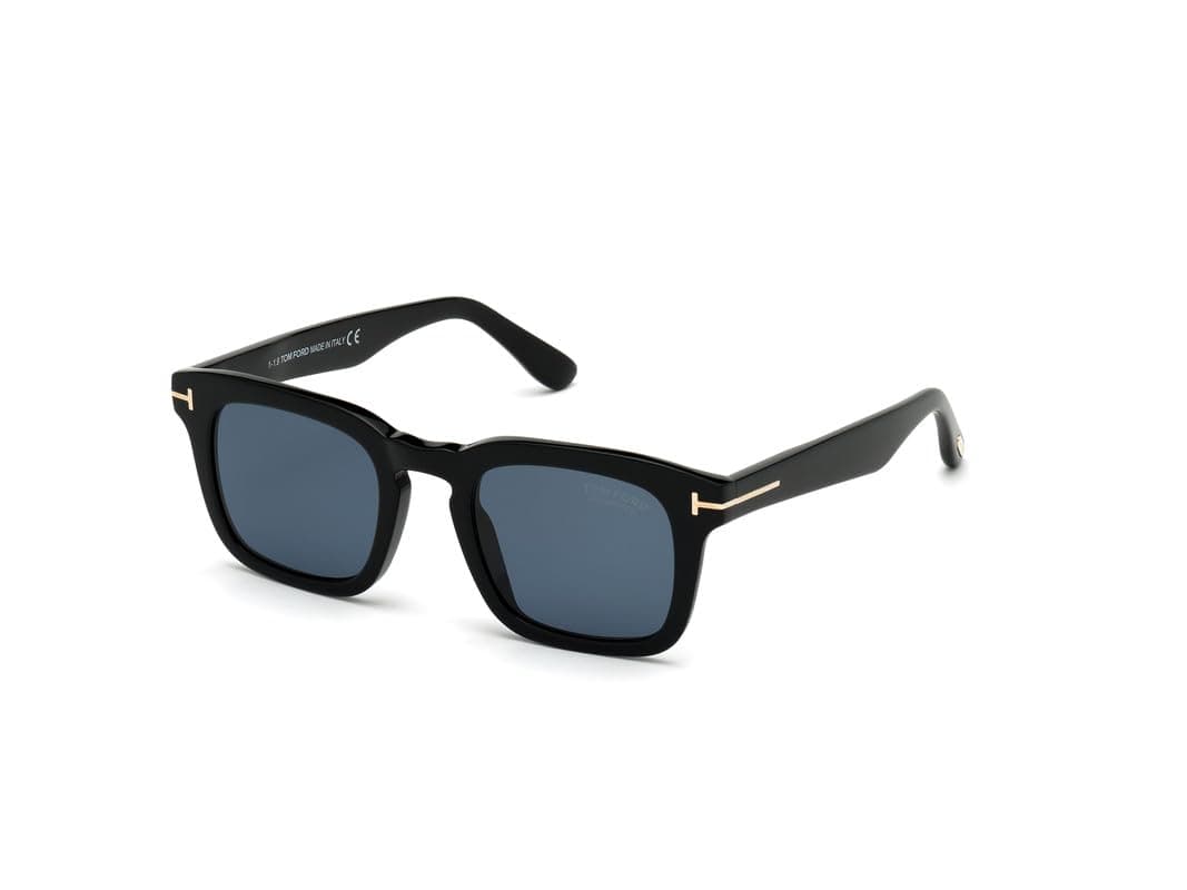 UV Protected + Blue Blocked Filter Sunglasses for Men | Square Shaped - Full-rim Black Frame | Lens Colour: Blue | Small | FT0751 50 01V