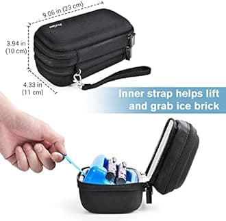 ProCase Insulin Cooler Travel Carrying Case, Portable Diabetes Cold Medication Organizer with Ice Brick, Upgraded Chill Pill Insulation Hard Bag for Insulin Pen Syringes Needle Kits Holder -Black,