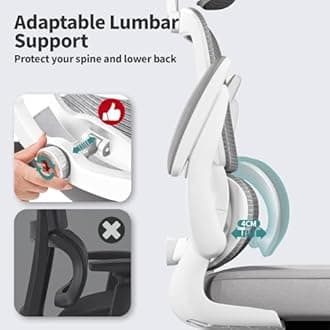 TRALT Ergonomic Desk Chair, Modern Style, 330 LBS, Mesh Back & Seat, Adjustable Headrest & Lumbar, Wheels, Office & Gaming, Grey