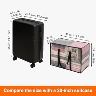 Clear Clothes Storage Bag Organizer with Reinforced Handle, 21.6 X 15.7 X 10 in, Vinyl Storage Bag for Comforter, Blanket, Bedding, Duvet, Extra Large Transparent Moving Totes with Sturdy Zipper