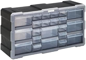 Quantum Storage PDC-22BK Clear Plastic Parts Storage Hardware and Craft Drawer Cabinet, 22 Drawers