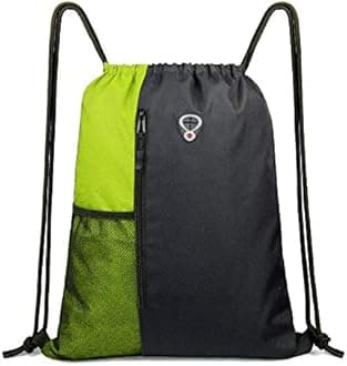 BeeGreen Drawstring Backpack Gym Sports Bag with Front Zipper Pocket and Inner Pocket Large 18.5"L x 13.8"W Cinch Sack