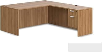 GOF Double 2 Person Workstation Cubicle (11'D x 6'W x 4'H) / Office Partition, Room Divider (Desk Only, Walnut)