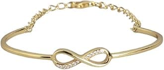 ZAVYA 925 Sterling Silver Cubic Zirconia Modest Gold Plating Cuff Bracelet | Gift for Women and Girls | With Certificate of Authenticity and 925 Hallmark