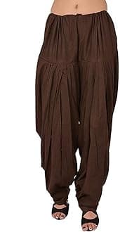 Prabha creations Women's Loose fit Cotton semi Patiyala Salwar White