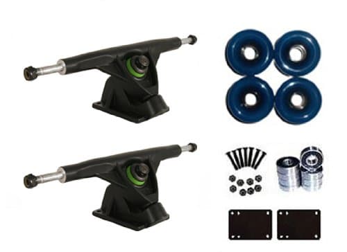 Longboard Reverse Kingpin 9.5" Black Trucks Skateboard Deck Package Wheels, Abec 7