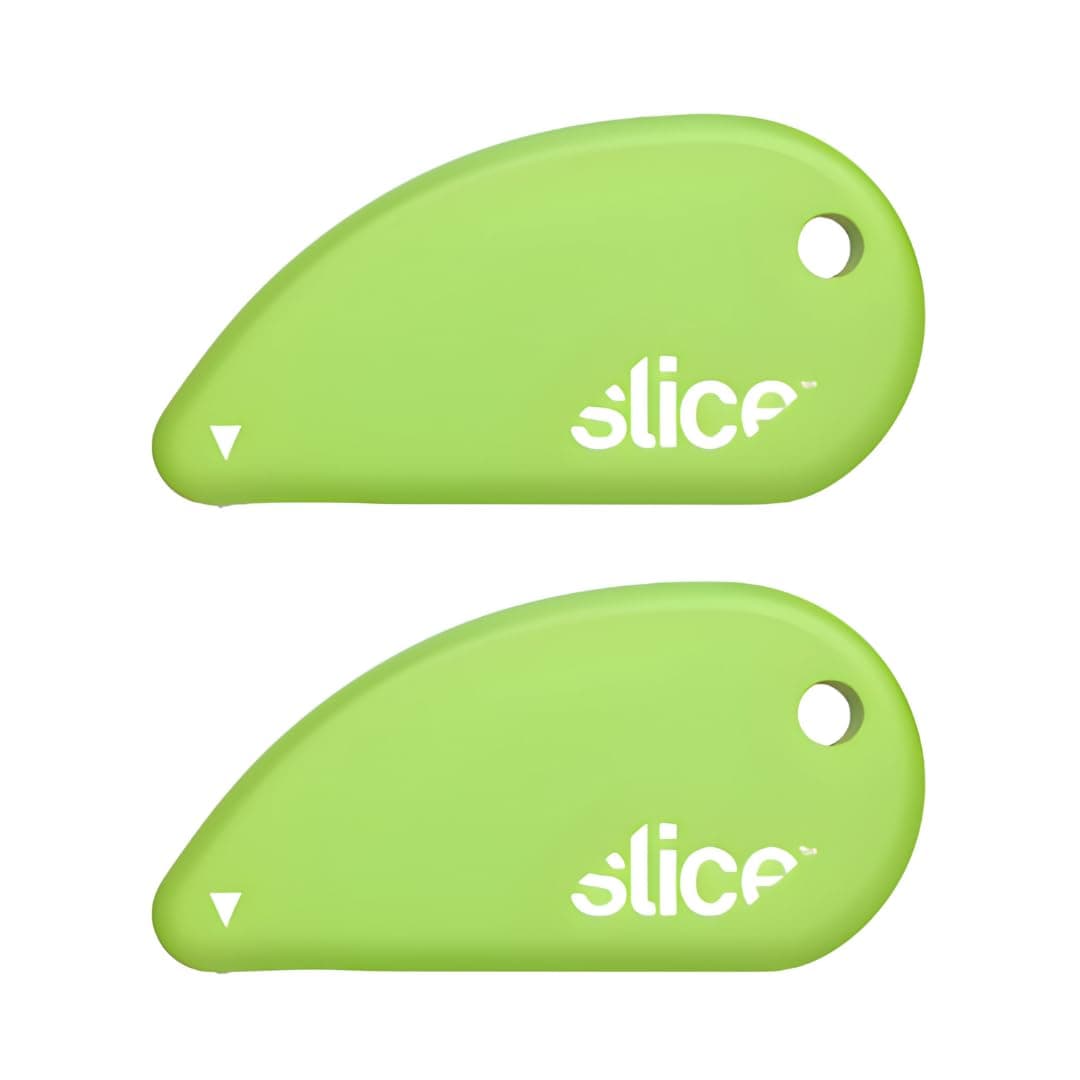 Micro Safety Cutter | Safe Ceramic Box Cutter Lasting 11x Longer than Metal | Keychain Box Opener | 2 Pack | Green